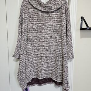 Lane Bryant Marled Cowl Neck Sweater - Purple and White